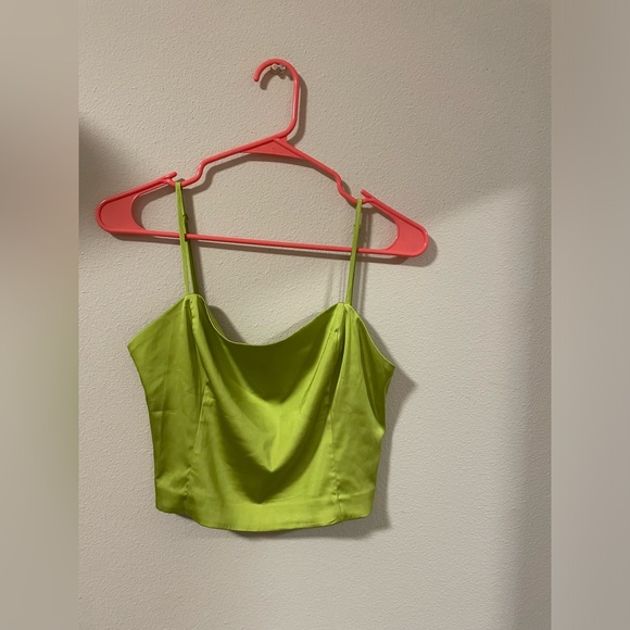 Women’s Satin Tops Neon Green Color - Picture 5 of 6